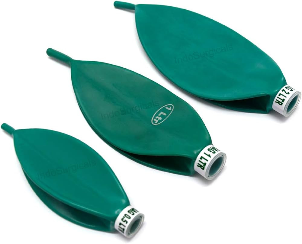 Rebreathing Bags, Green Rubber (1.0 Litre)